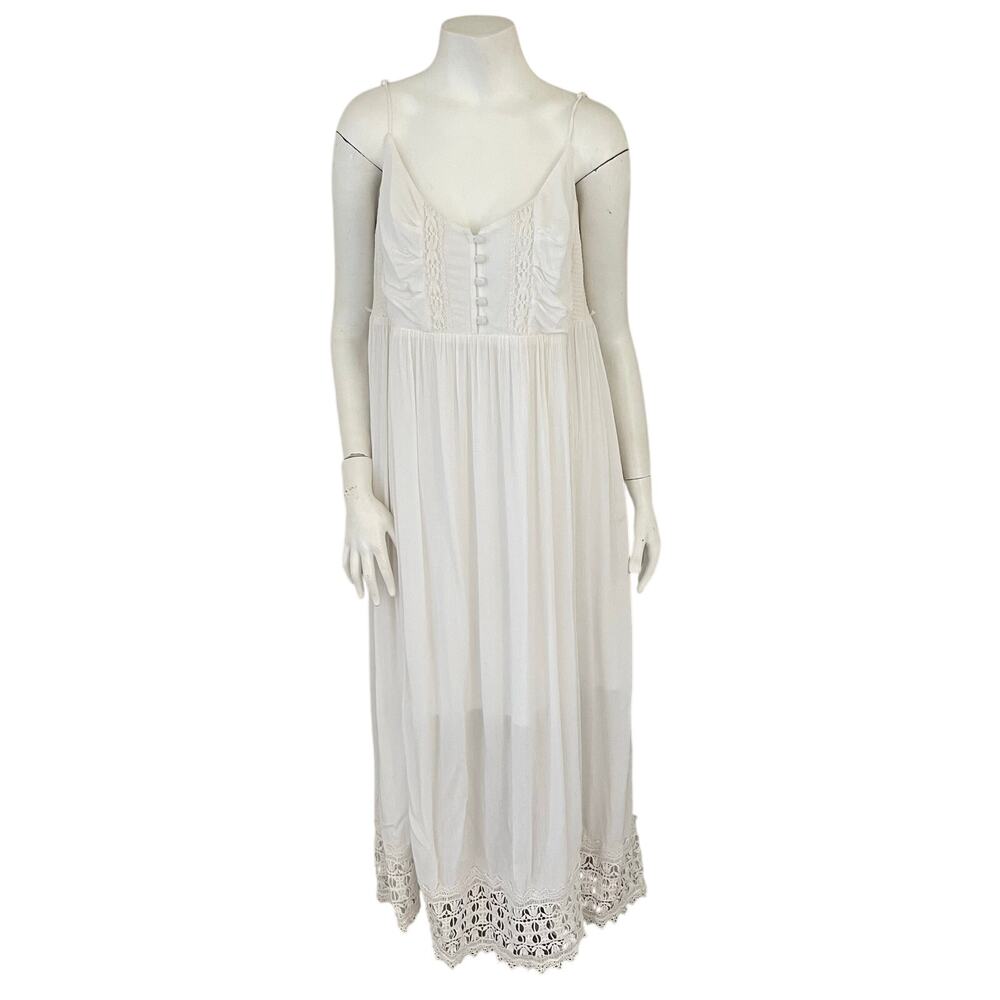 Motherhood Maternity Maxi Dress XL White Lace Smocked Coastal Summer